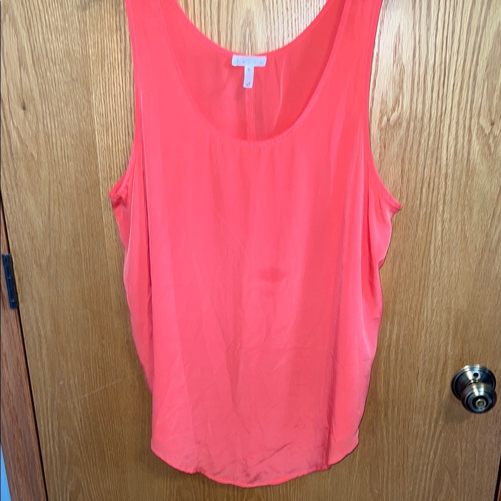 Leith Tank Top Women XL Coral Good Scoop Neck Curved Hem Sleeveless Blouse